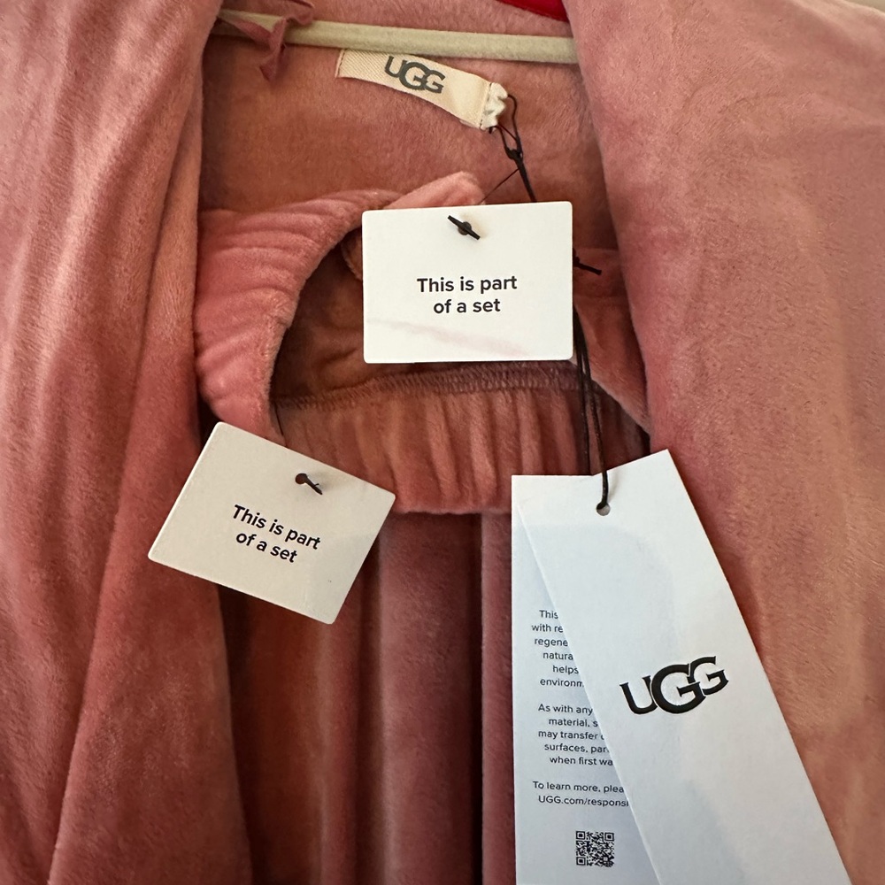 NWT UGG 2-Piece Velour Robe & Pajama Pant Lounge Set